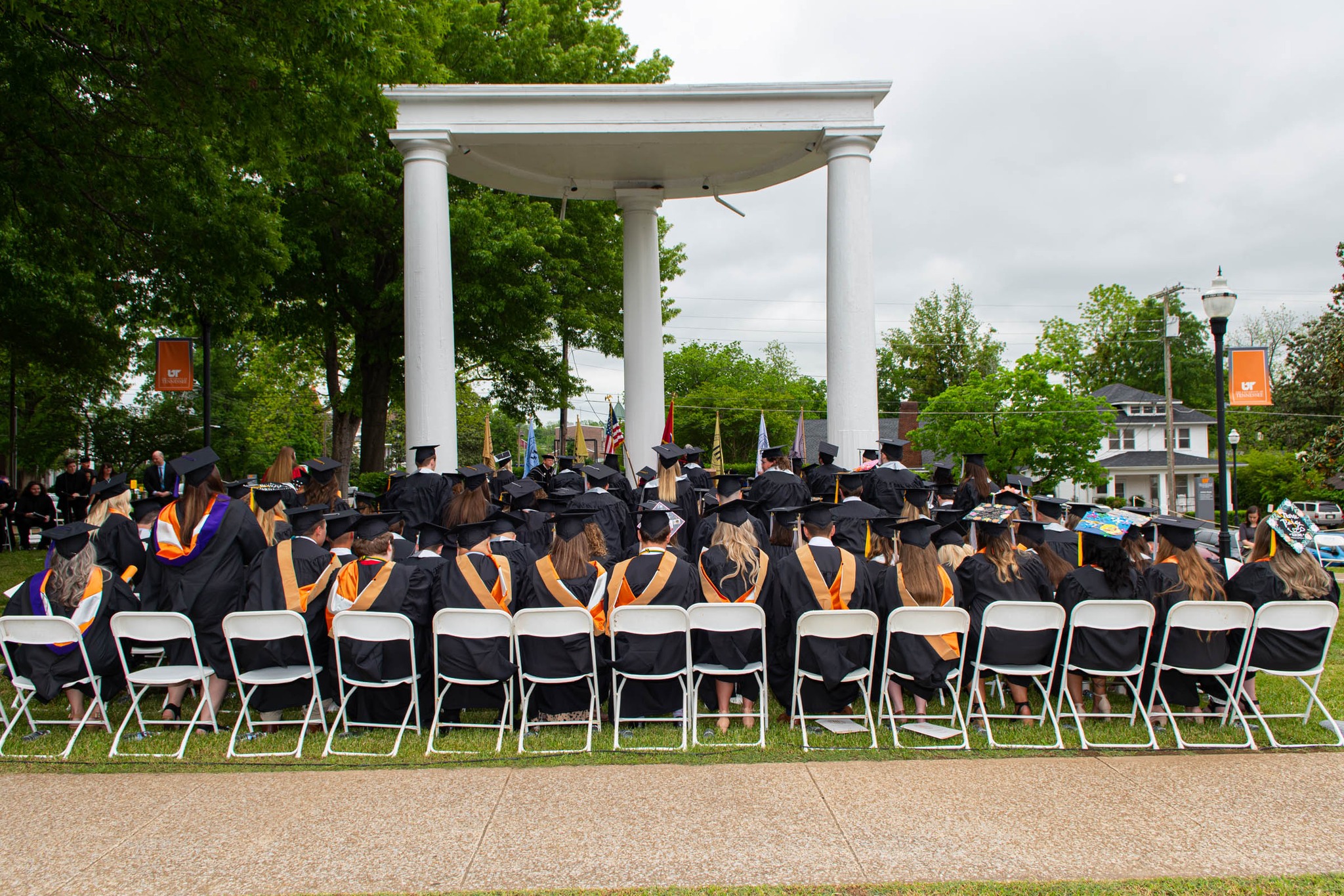 A view of commencement from behind