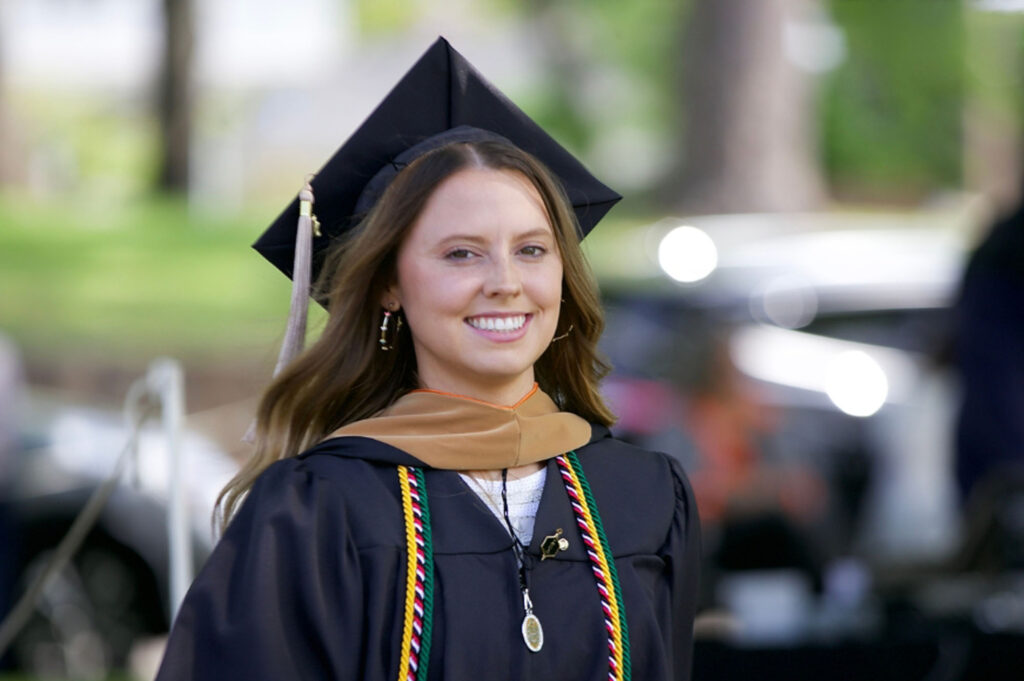 A student in cap and gown