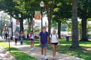Students walking on campus