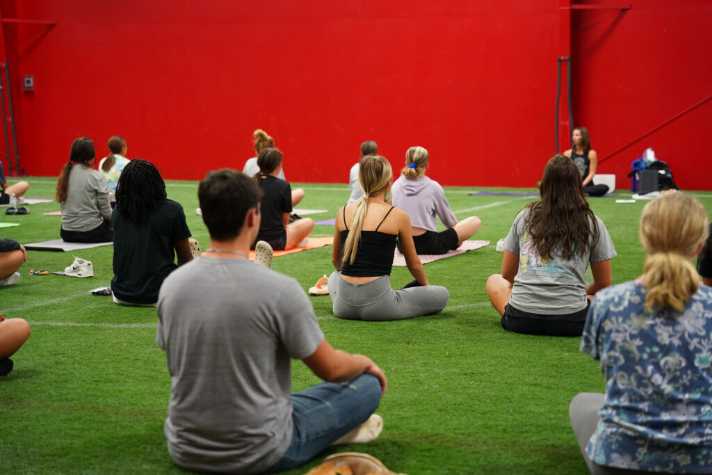 Students doing yoga