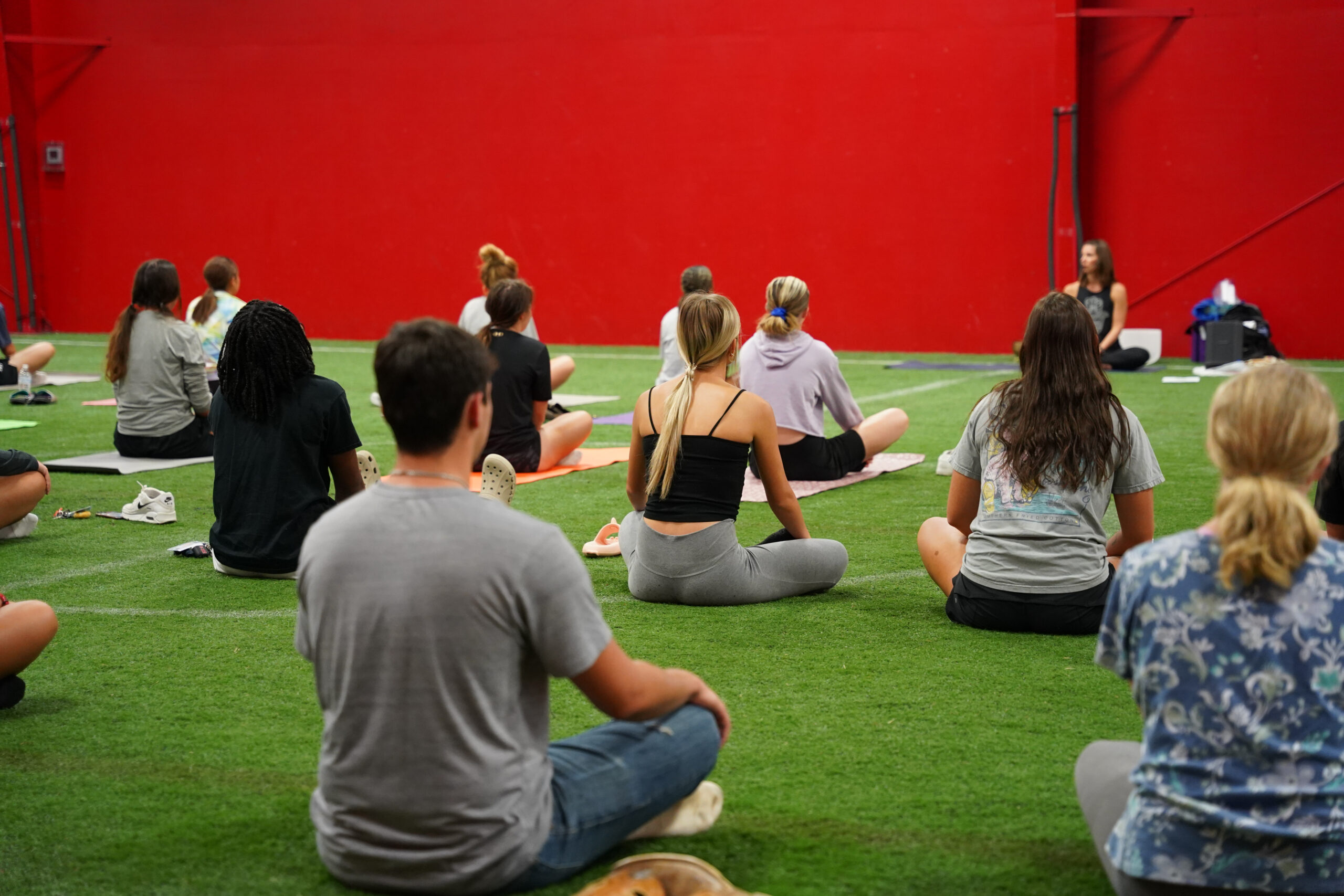 Students doing yoga