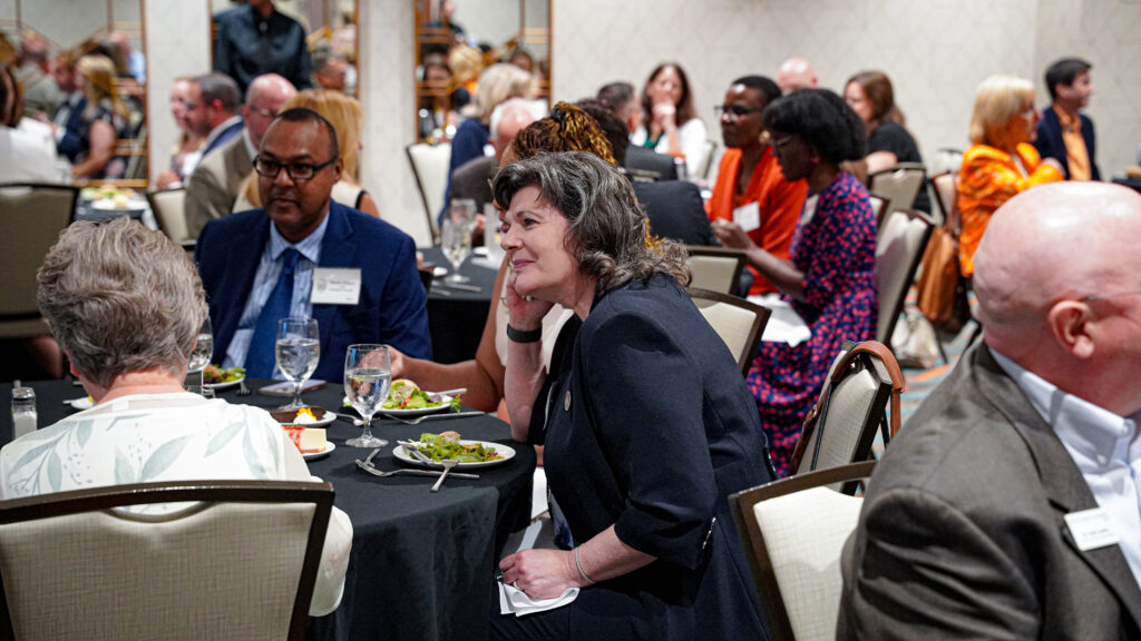 Chancellor Arnold sits at luncheon with Dr. Stanton Belford and Dr. M. Mae Decker as they were honored at the University of Tennessee President’s Awards 