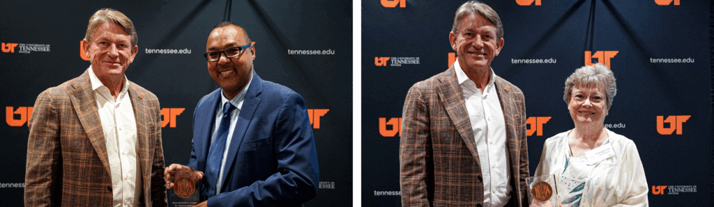 President Randy Boyd honors Dr. Stanton Belford and Dr. M. Mae Decker at the University of Tennessee President’s Awards 